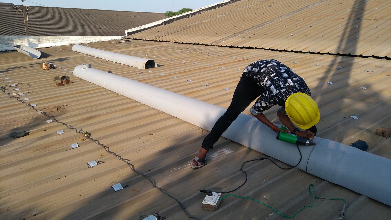 Heavy Duty Industrial PVC Rain Gutter Installation - Nikunj Fibre Glass